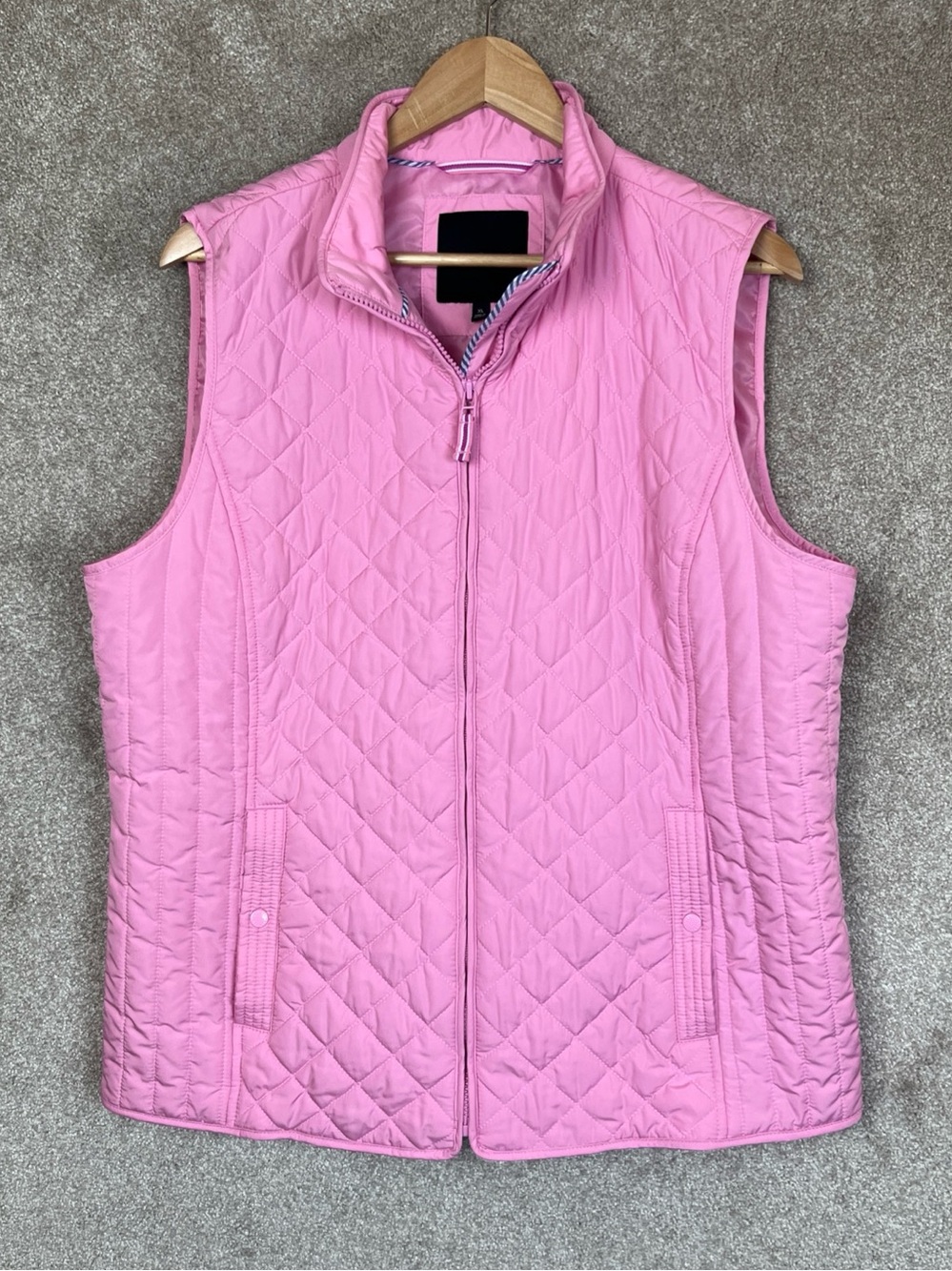 Talbots Vest Womens Extra Large Pink Quilted Front Zip Pockets Lined- 5334